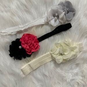 Bundle (3) of Double Chiffon Flower on FOE Headband HB8271 Handmade NWT Boutique